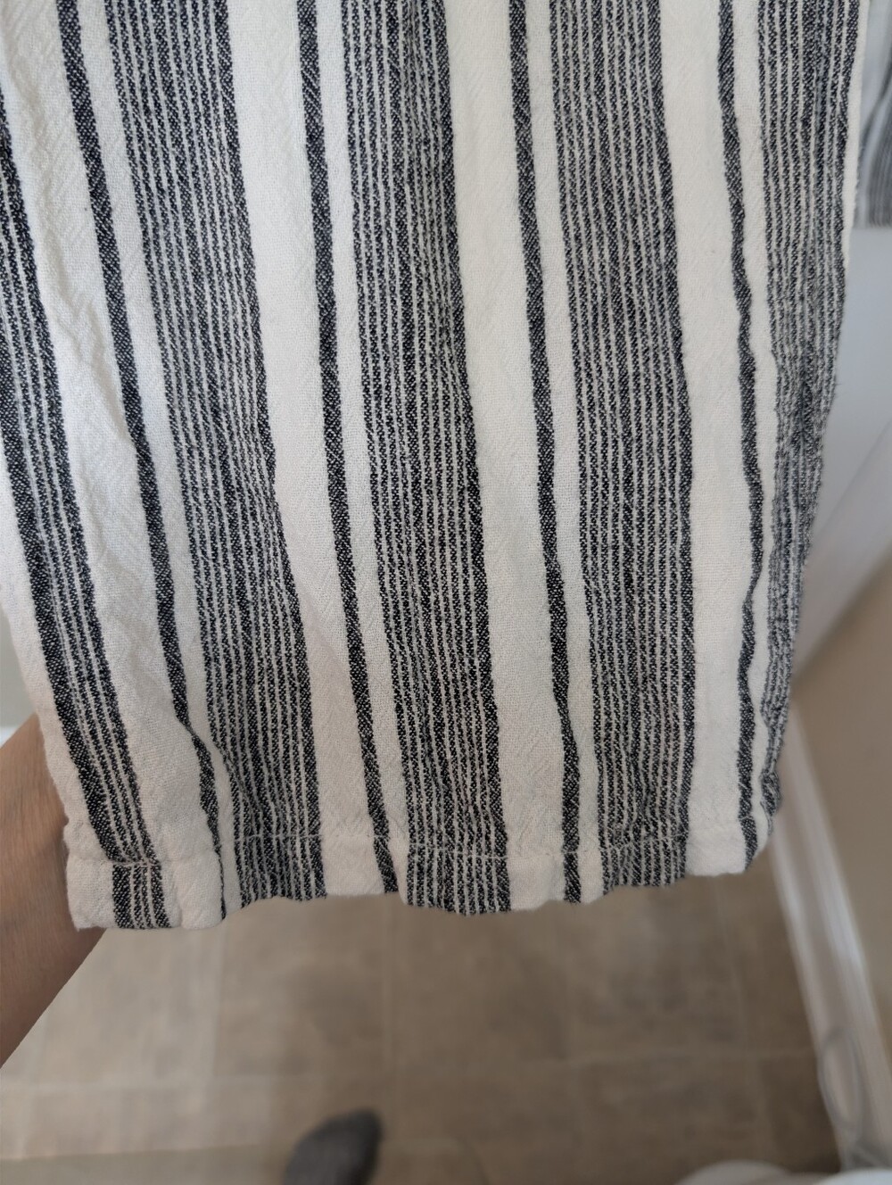 Rewind Striped Linen Blend Wide-Leg Paper Bag Pants - Black & White - Picture 5 of 14